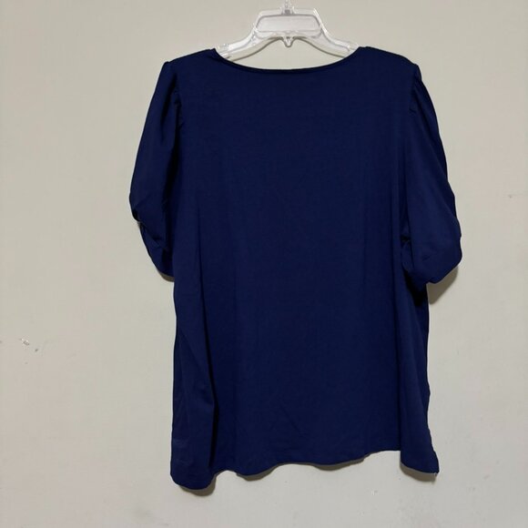Crown & Ivy Navy Puff Sleeve Knit Top Size XXL - Picture 3 of 5